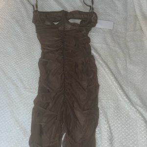 Brown Mesh Jumpsuit